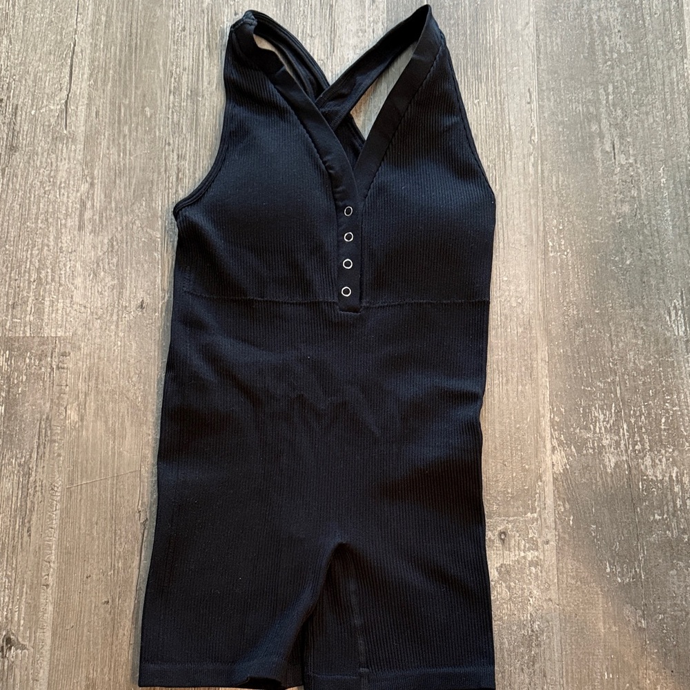 Forever 21 Black Ribbed active Sleeveless Romper